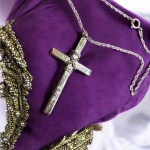 Sterling 925 Artisan Cross PENDANT & NECKLACE Smooth With Wire Wrap Design